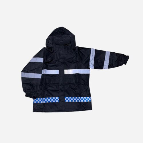 TRAJE IMPERMEABLE REFLECTIVO CHAQUETA Y PANTALON (NEGRO CON FRANJAS GRISES)